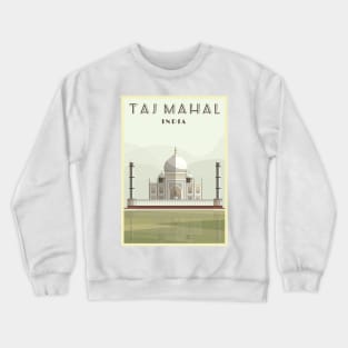 Taj Mahal, India - Vintage Travel Poster Crewneck Sweatshirt